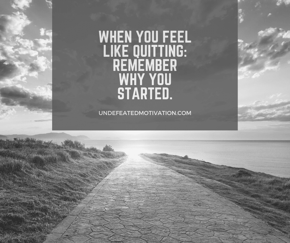 "When you feel like quitting,  remember why you started."  -Undefeated Motivation