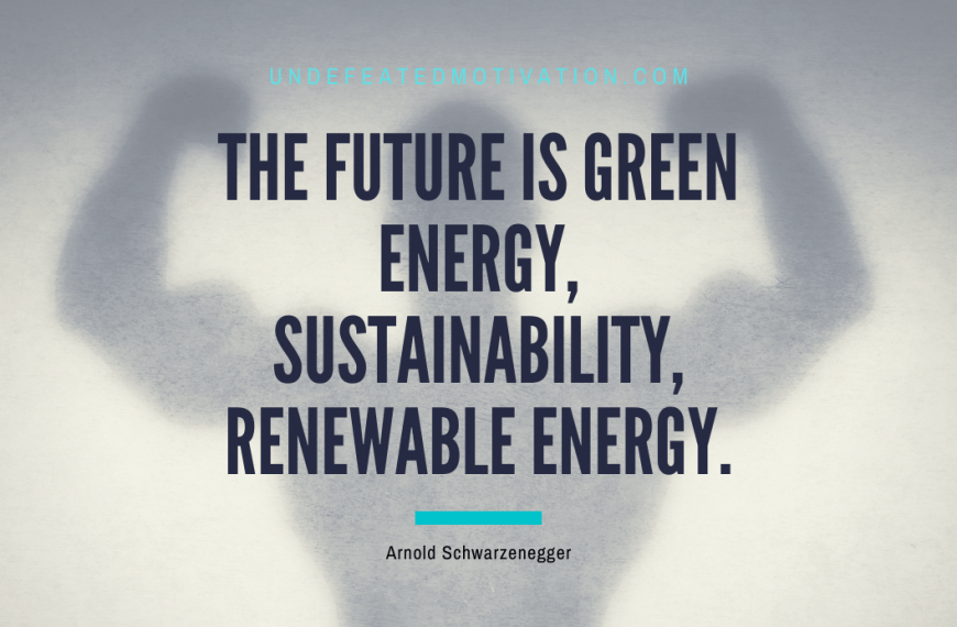 “The future is green energy, sustainability, renewable energy.” -Arnold Schwarzenegger