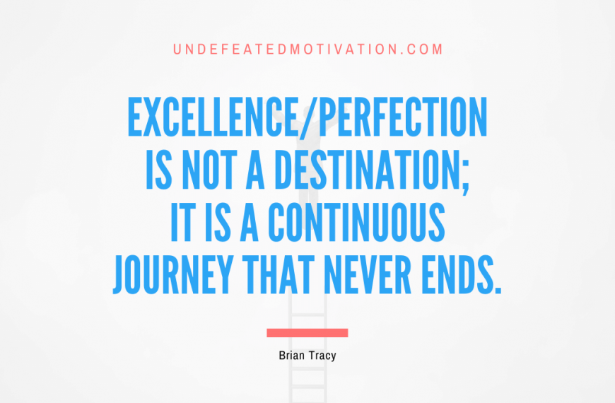 “Excellence or Perfection is not a destination; it is a continuous journey that never ends.” -Brian Tracy