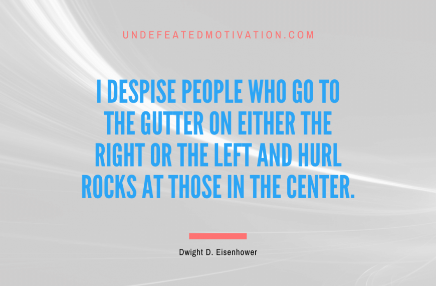 “I despise people who go to the gutter on either the right or the left and hurl rocks at those in the center.” -Dwight D. Eisenhower