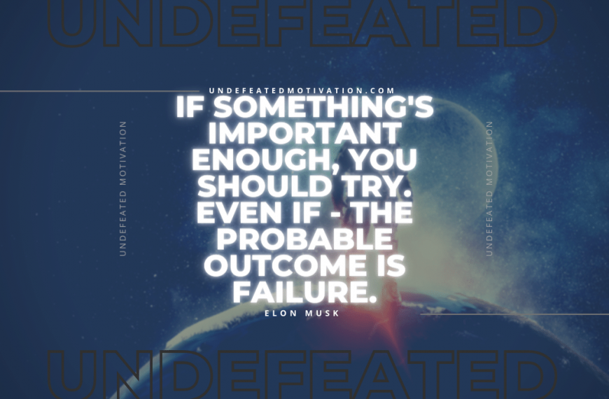 “If something’s important enough, you should try. Even if – the probable outcome is failure.” -Elon Musk