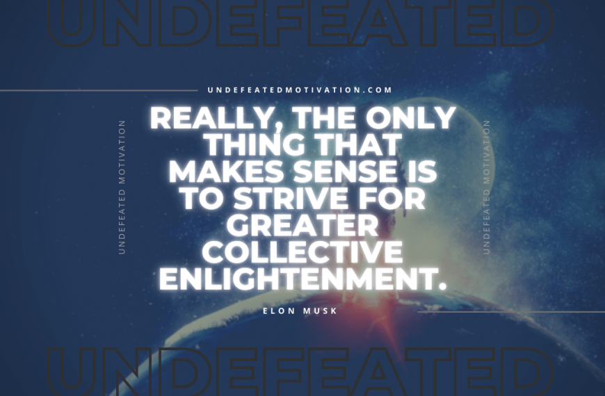 “Really, the only thing that makes sense is to strive for greater collective enlightenment.” -Elon Musk