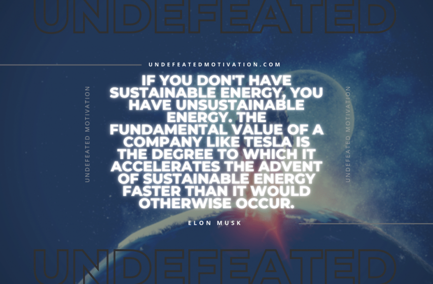 “If you don’t have sustainable energy, you have unsustainable energy. The fundamental value of a company like Tesla is the degree to which it accelerates the advent of sustainable energy faster than it would otherwise occur.” -Elon Musk