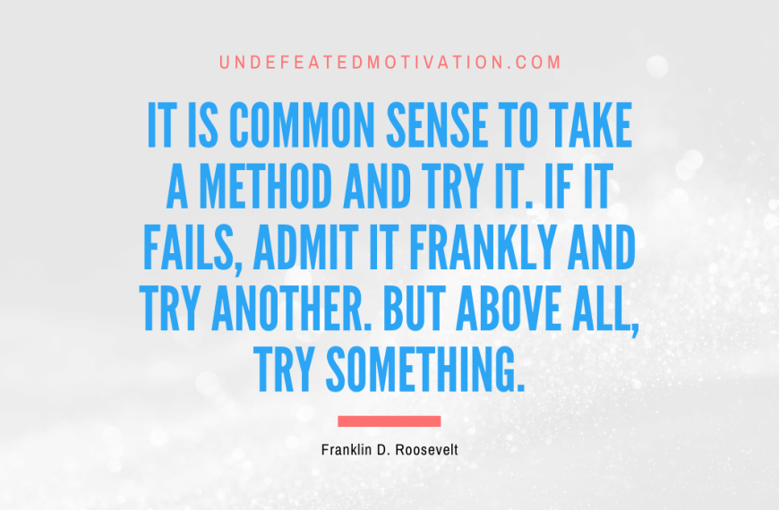 “It is common sense to take a method and try it. If it fails, admit it frankly and try another. But above all, try something.” -Franklin D. Roosevelt