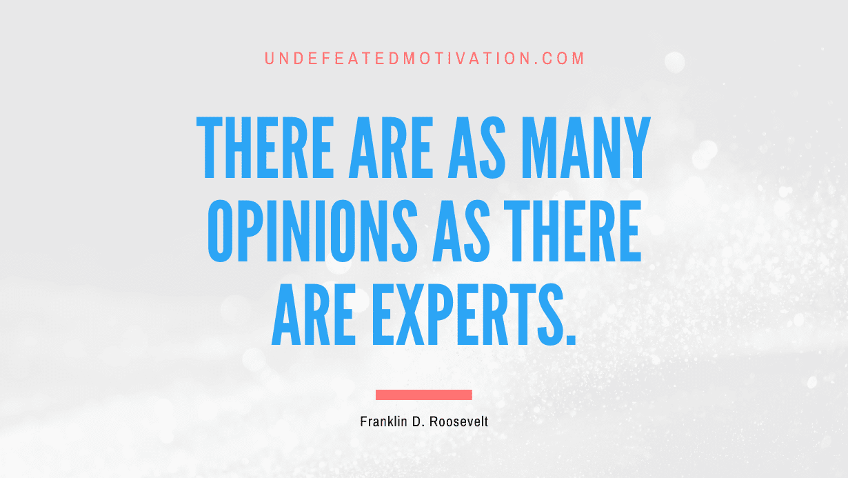 “There are as many opinions as there are experts.” -Franklin D. Roosevelt