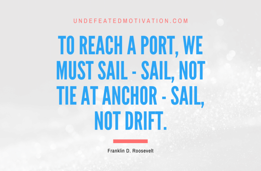 “To reach a port, we must sail – sail, not tie at anchor – sail, not drift.” -Franklin D. Roosevelt