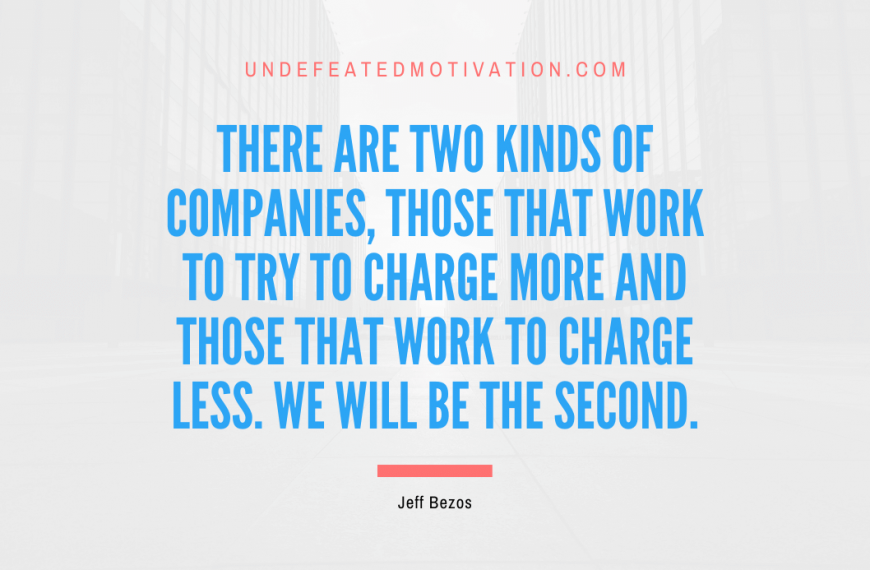“There are two kinds of companies, those that work to try to charge more and those that work to charge less. We will be the second.” -Jeff Bezos