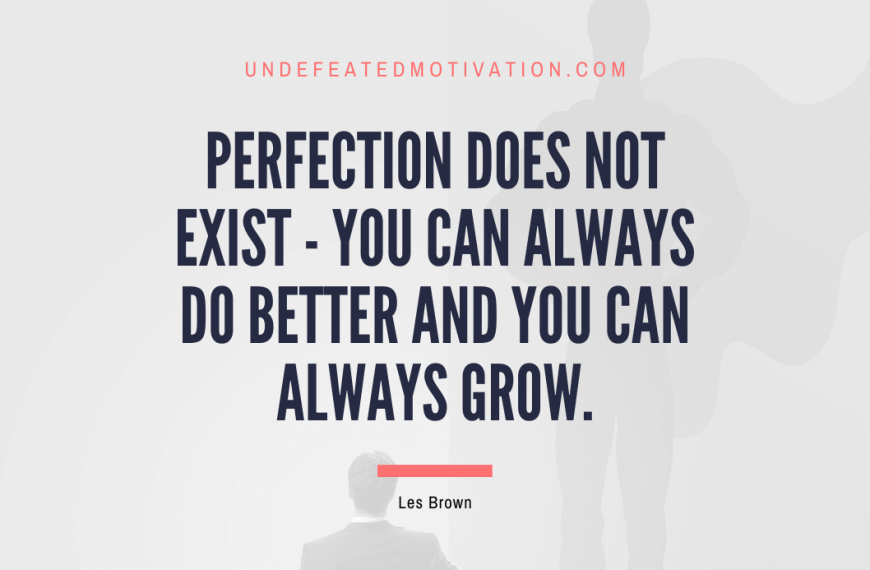 “Perfection does not exist – you can always do better and you can always grow.” -Les Brown