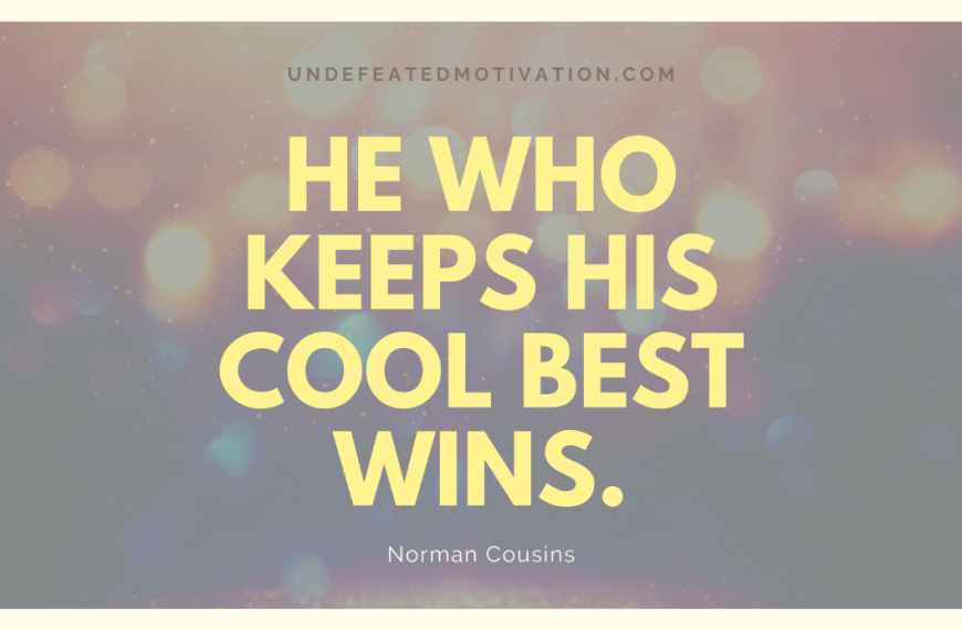 “He who keeps his cool best wins.” -Norman Cousins