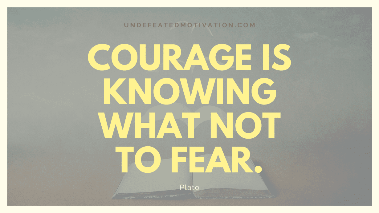 "Courage is knowing what not to fear." -Plato -Undefeated Motivation