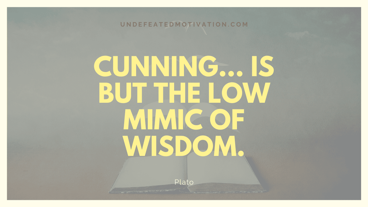 "Cunning... is but the low mimic of wisdom." -Plato -Undefeated Motivation