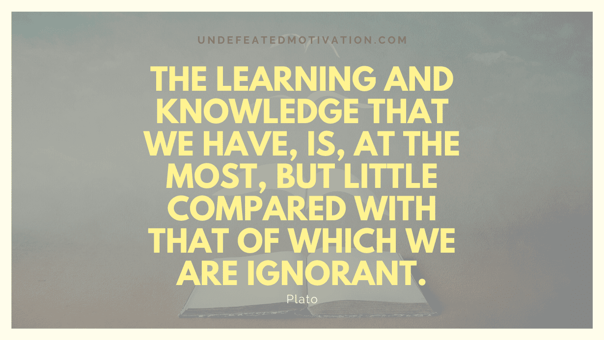 "The learning and knowledge that we have, is, at the most, but little compared with that of which we are ignorant." -Plato -Undefeated Motivation