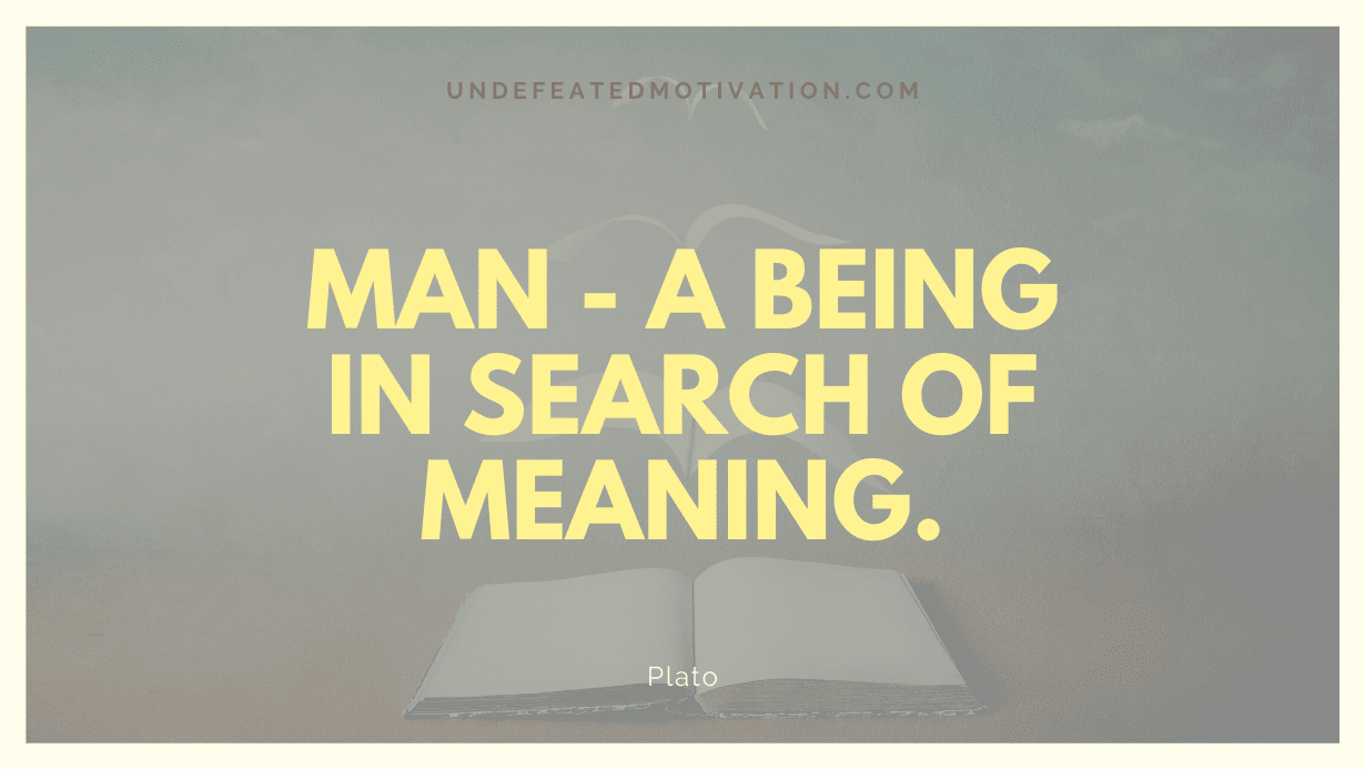 "Man - a being in search of meaning." -Plato -Undefeated Motivation