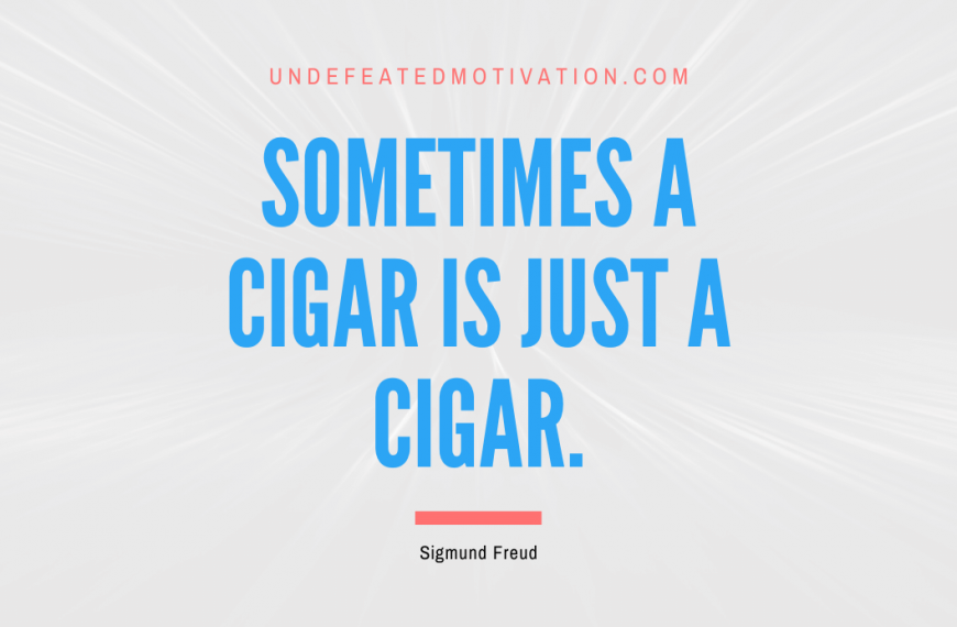 “Sometimes a cigar is just a cigar.” -Sigmund Freud