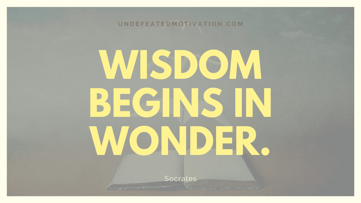 “Wisdom begins in wonder.” -Socrates