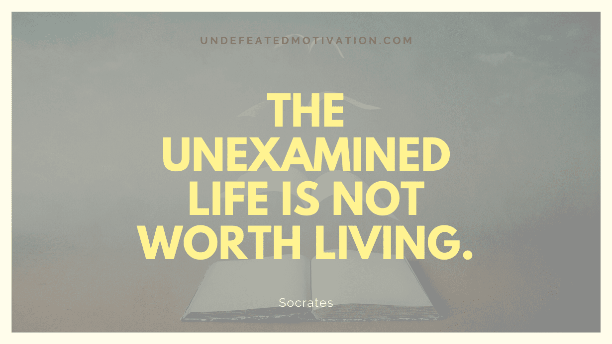 "The unexamined life is not worth living." -Socrates -Undefeated Motivation