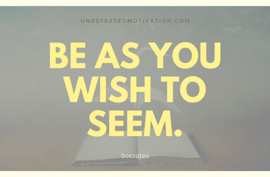 “Be as you wish to seem.” -Socrates