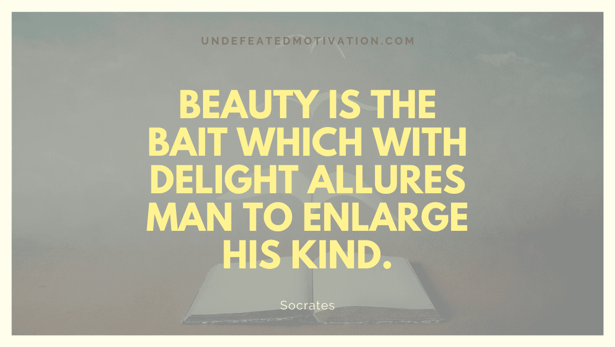 "Beauty is the bait which with delight allures man to enlarge his kind." -Socrates -Undefeated Motivation