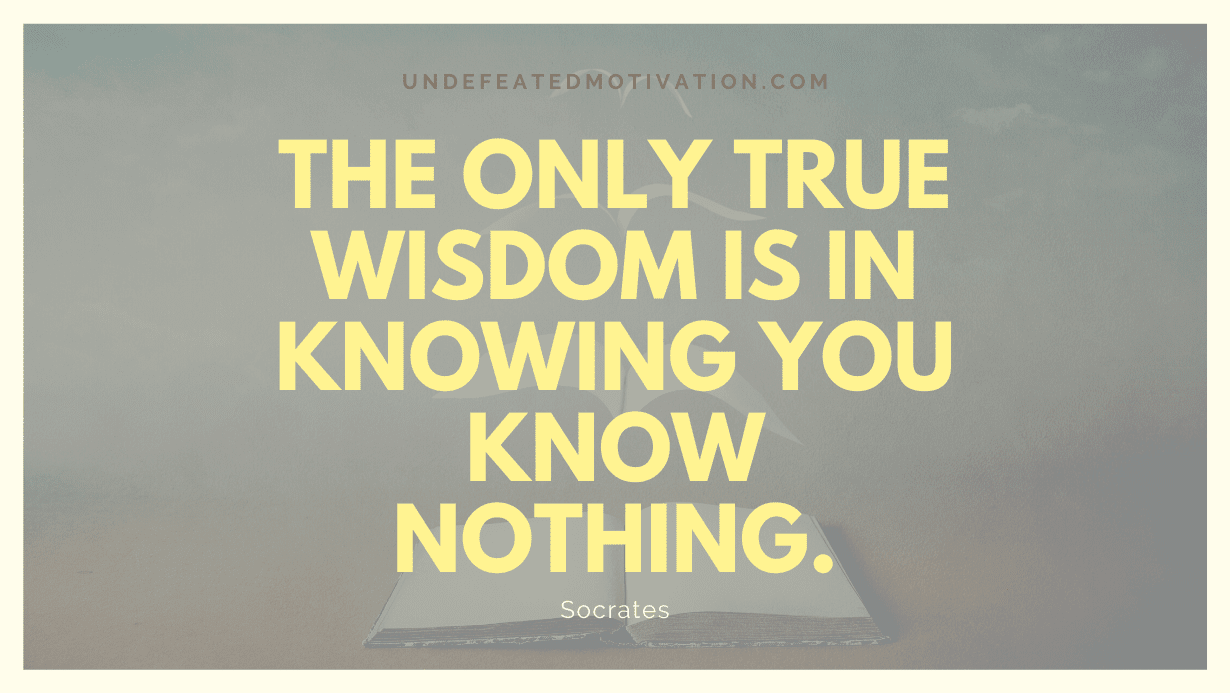"The only true wisdom is in knowing you know nothing." -Socrates -Undefeated Motivation
