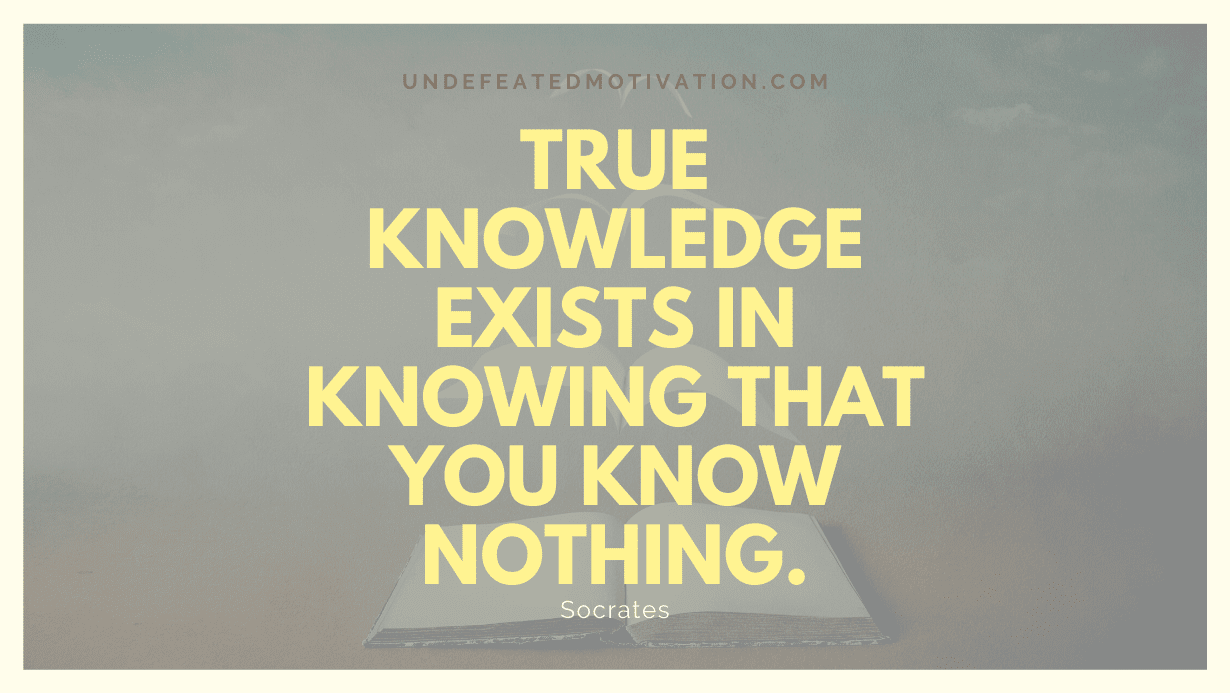 “True knowledge exists in knowing that you know nothing.” -Socrates