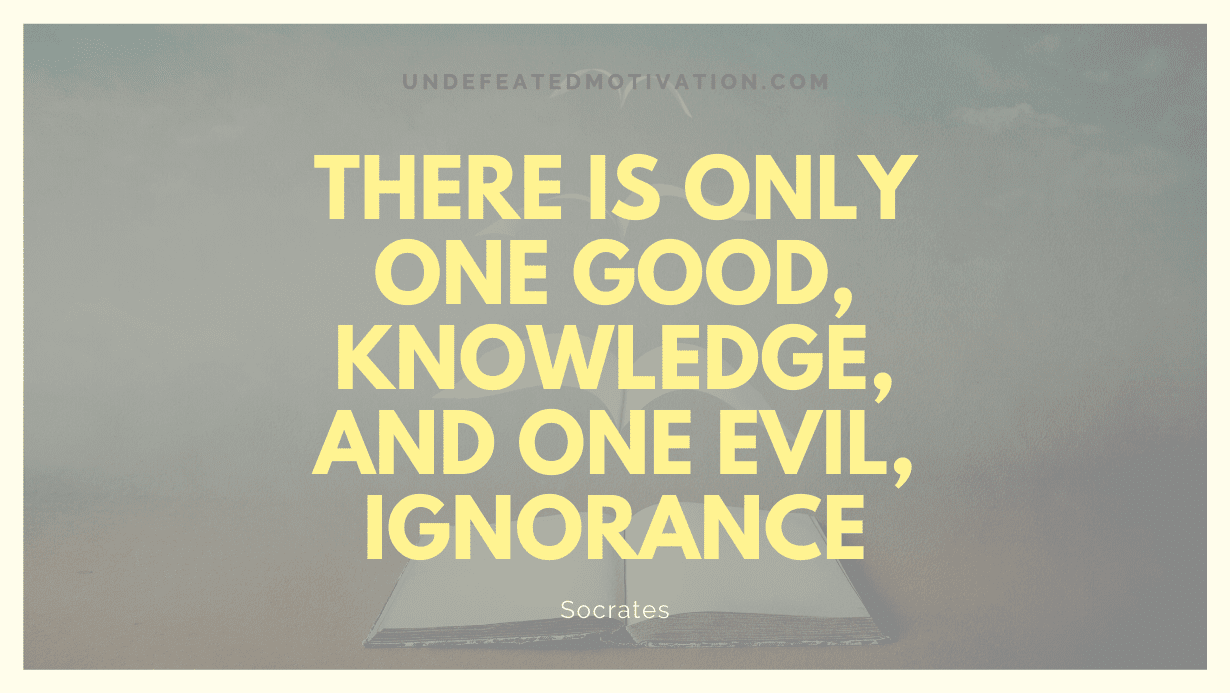 "There is only one good, knowledge, and one evil, ignorance" -Socrates -Undefeated Motivation