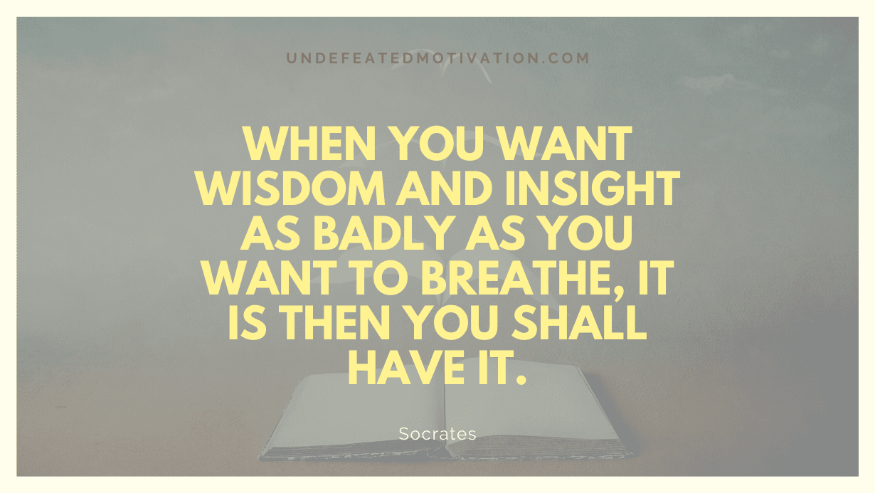 "When you want wisdom and insight as badly as you want to breathe, it is then you shall have it." -Socrates -Undefeated Motivation