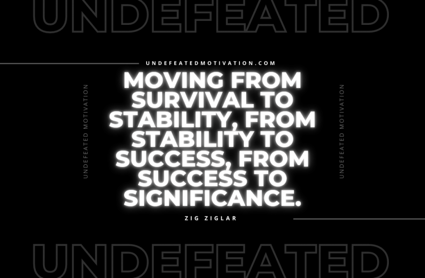 “Moving from survival to stability, from stability to success, from success to significance.” -Zig Ziglar