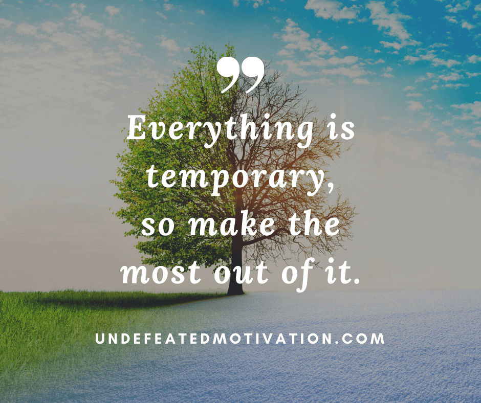 undefeated motivation post Everything is temporary so make the most of it.