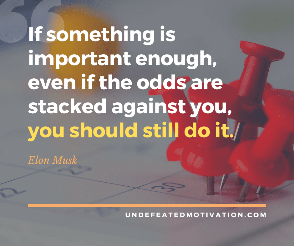 undefeated motivation post If something is important enough even if the odds are stacked against you you should still do it. Elon Musk