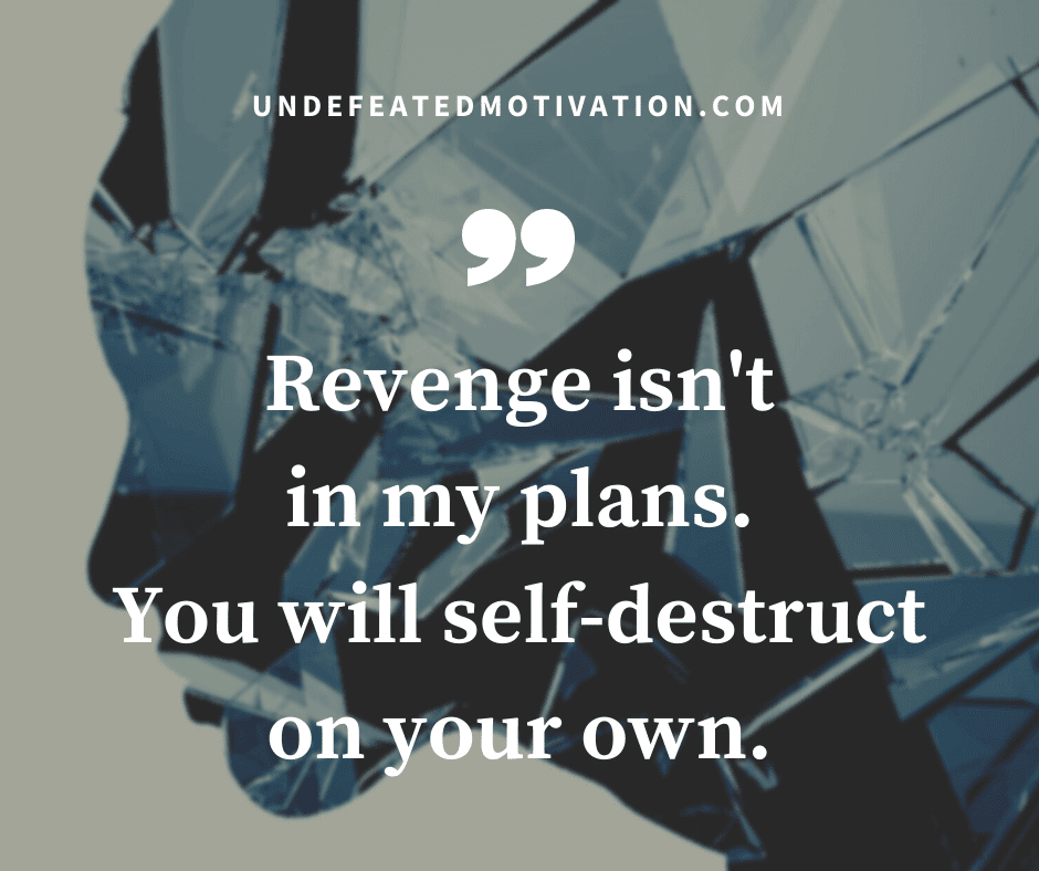 undefeated motivation post Revenge isnt in my plans. You will self destruct on your own.
