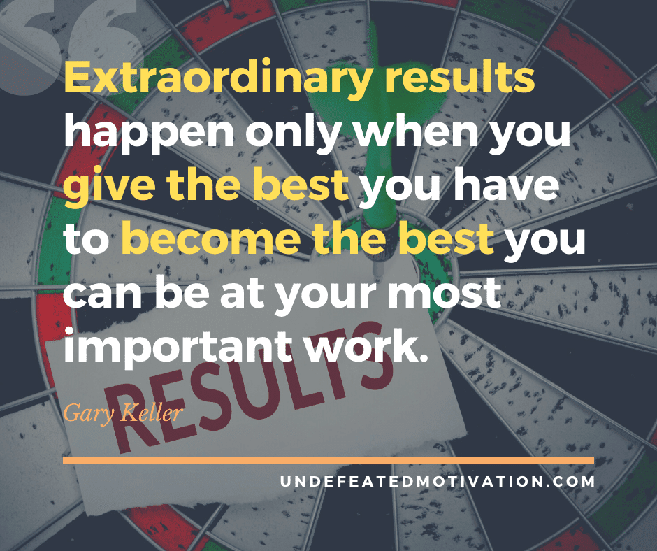 undefeated motivation post Extraordinary results happen only when you give the best you have to become the best you can be at your most important work. Gary Keller