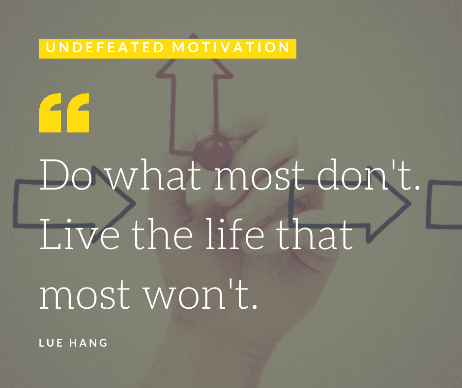 undefeated motivation post. Do what most dont. Live the life that most wont.