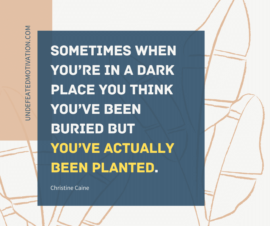 undefeated motivation post Sometimes when youre in a dark place you think youve been buried but youve actually been planted. Christine Caine