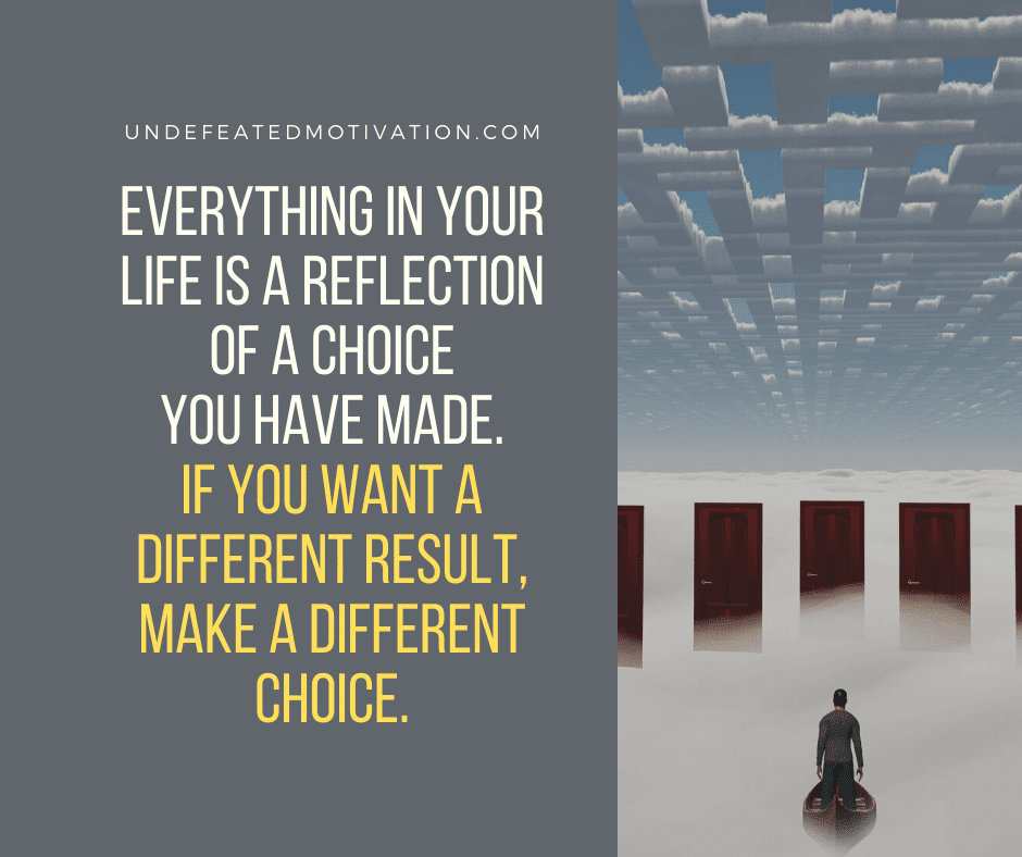 undefeated motivation post Everything in your life is a reflection of a choice you have made. If you want a different result make a different choice.