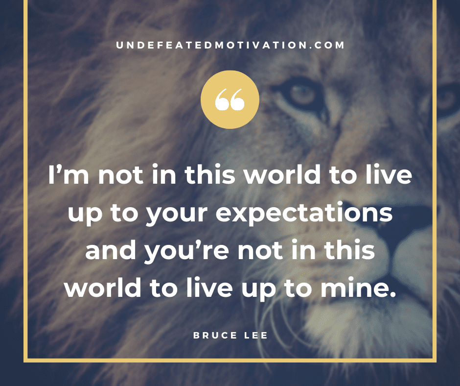 undefeated motivation post Im not in this world to live up to your expectations and youre not in this world to live up to mine. Bruce Lee