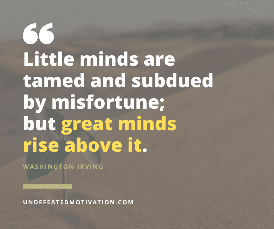 undefeated motivation post Little minds are tamed and subdued by misfortune but great minds rise above it. Washington Irving
