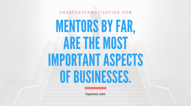 "Mentors by far, are the most important aspects of businesses." -Daymond John -Undefeated Motivation