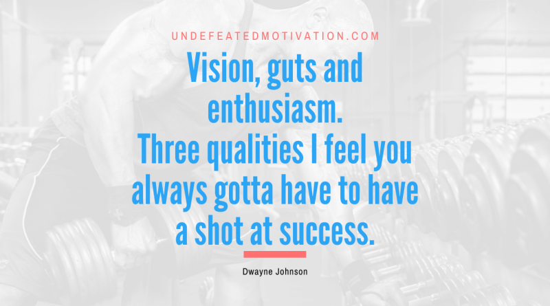 "Vision, guts and enthusiasm. Three qualities I feel you always gotta have to have a shot at success." -Dwayne Johnson -Undefeated Motivation
