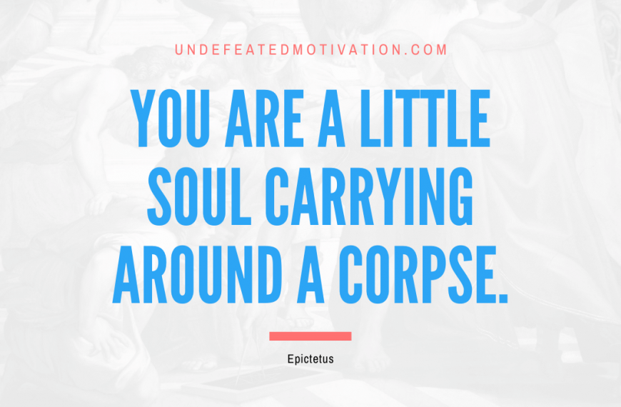 “You are a little soul carrying around a corpse.” -Epictetus
