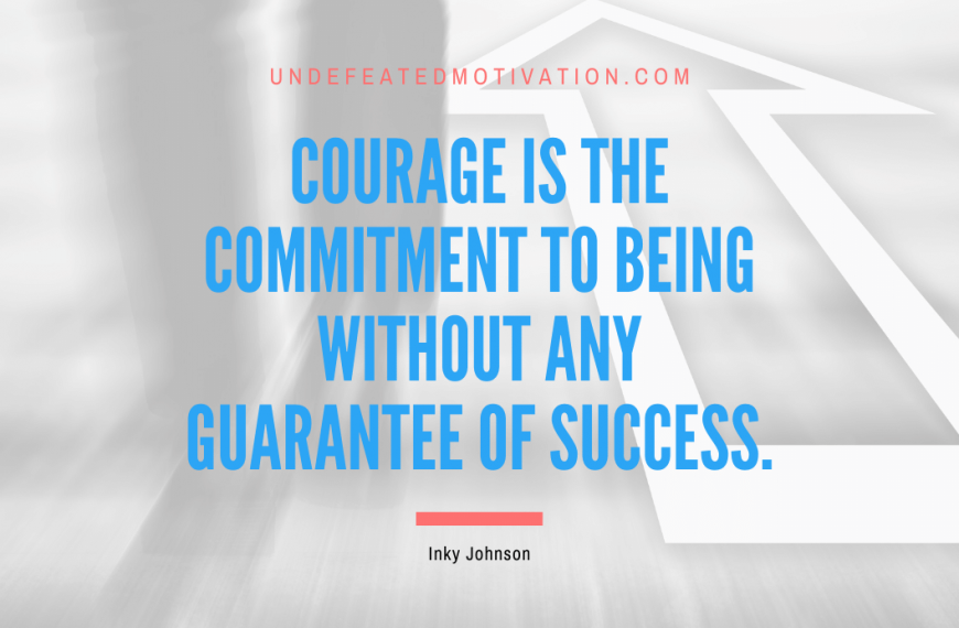 “Courage is the commitment to being without any guarantee of success.” -Inky Johnson