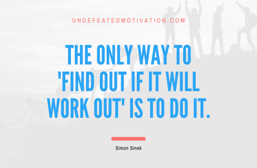 “The only way to ‘find out if it will work out’ is to do it.” -Simon Sinek