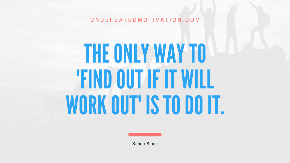 “The only way to ‘find out if it will work out’ is to do it.” -Simon Sinek