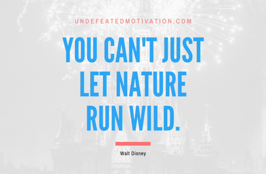 “You can’t just let nature run wild.” -Walt Disney