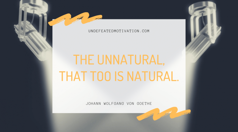 "The unnatural, that too is natural." -Johann Wolfgang von Goethe -Undefeated Motivation