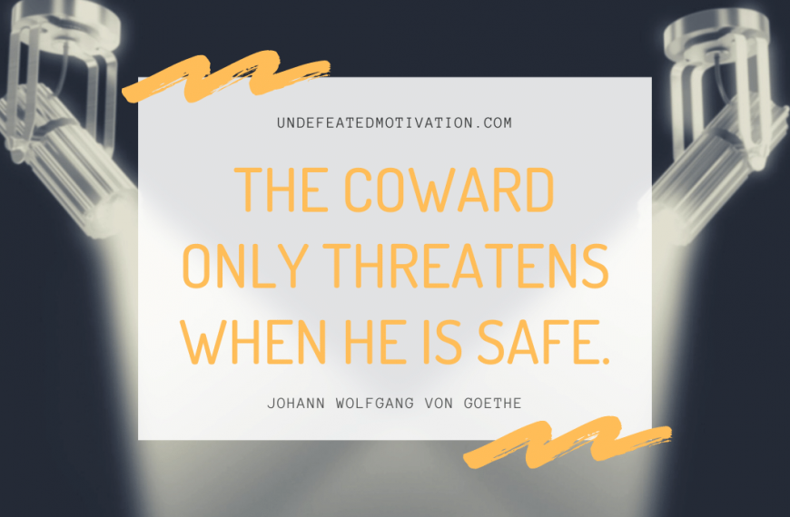 “The coward only threatens when he is safe.” -Johann Wolfgang von Goethe